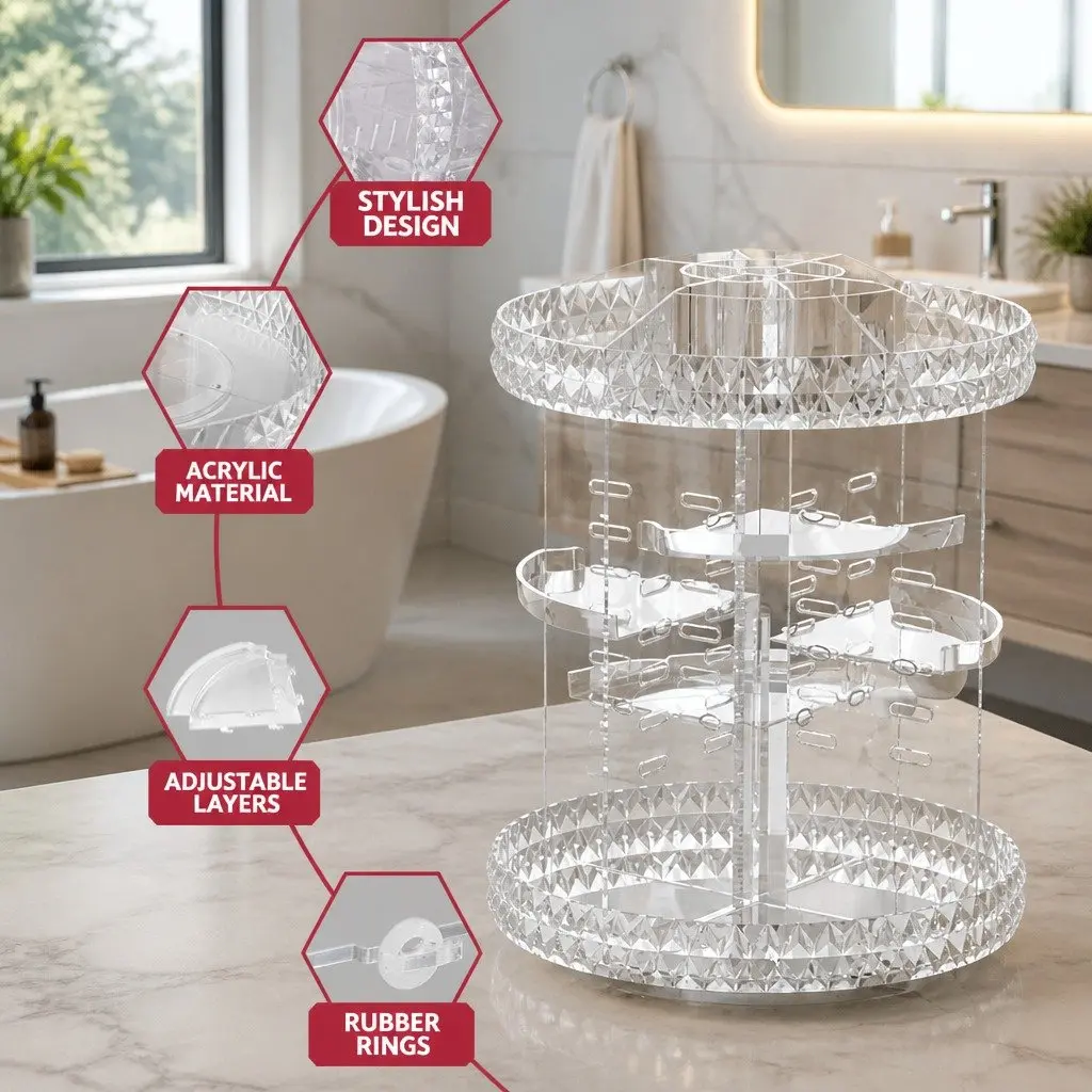 Acrylic Rotating Makeup Organizer for Easy Access