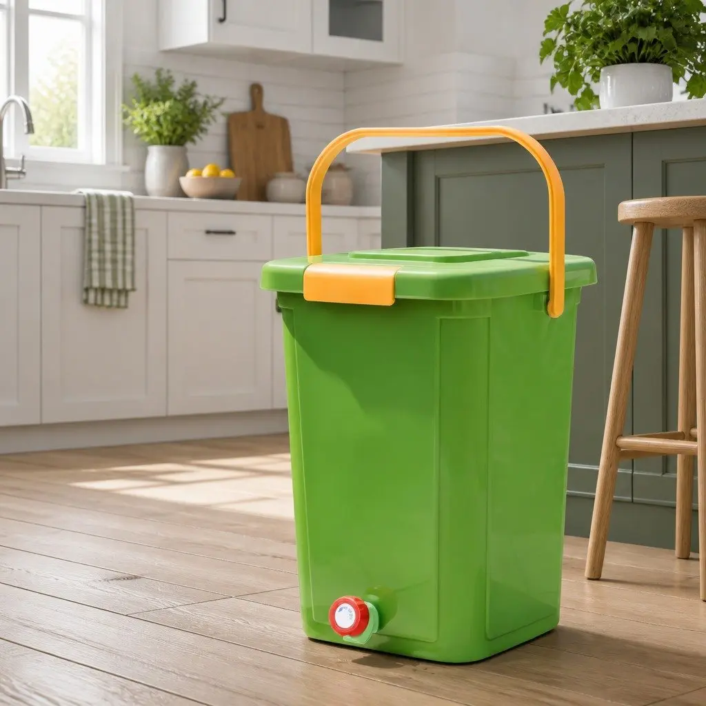 Kitchen Compost Bin PP Plastic 20L Square Green