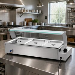 Stainless Steel Commercial Bain Marie Food Warmer 3-Pan