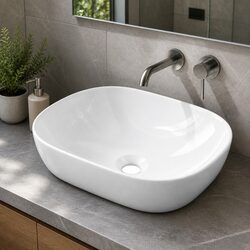 Durable White Ceramic Vanity Sink Bowl 46x33cm