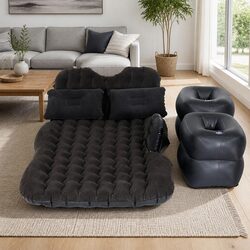 Car Mattress 176x80cm Inflatable SUV Back Seat Camping Bed with Pillows Charcoal