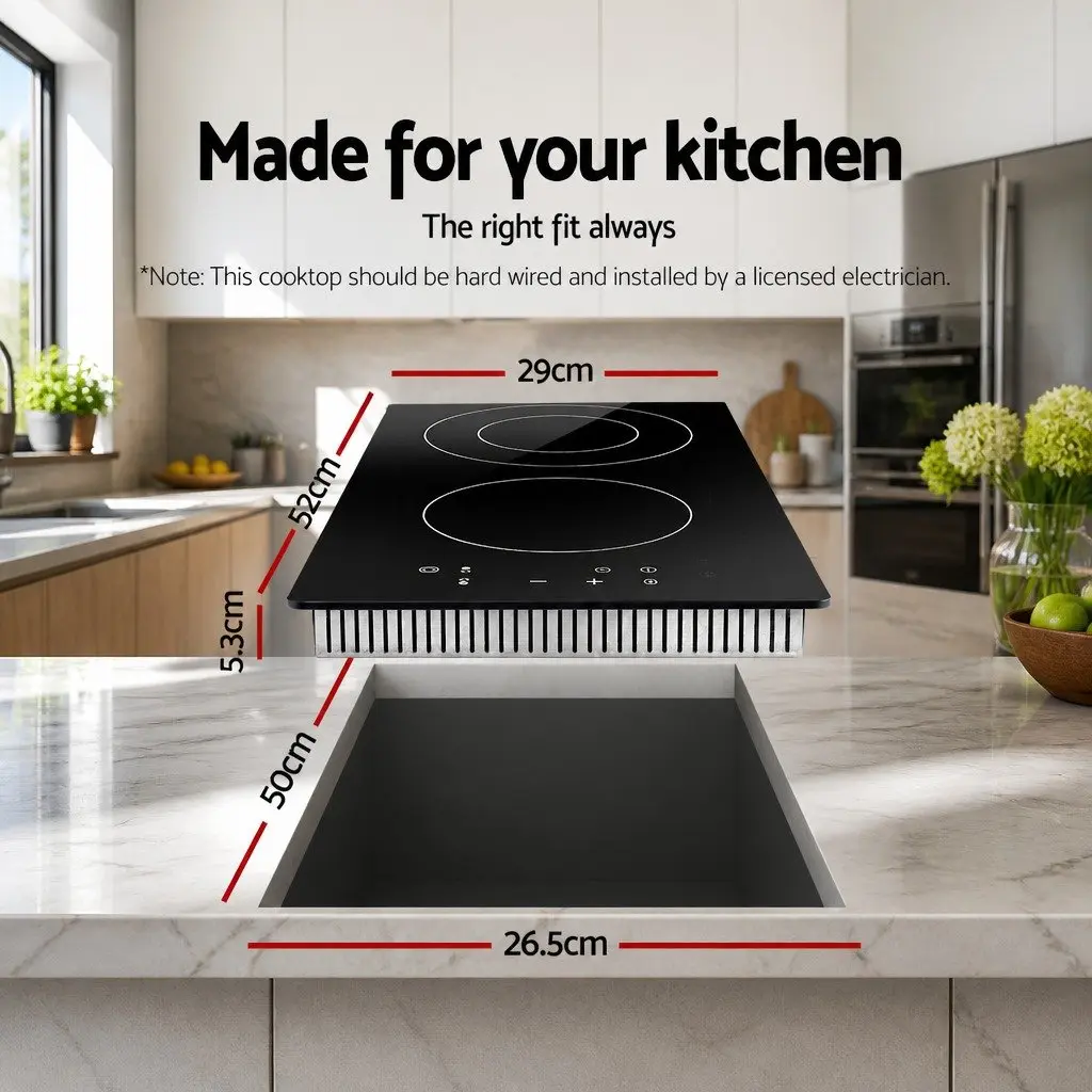 30cm Black Electric Ceramic Cooktop with Touch Control