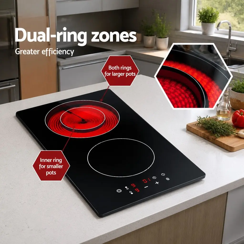 30cm Black Electric Ceramic Cooktop with Touch Control