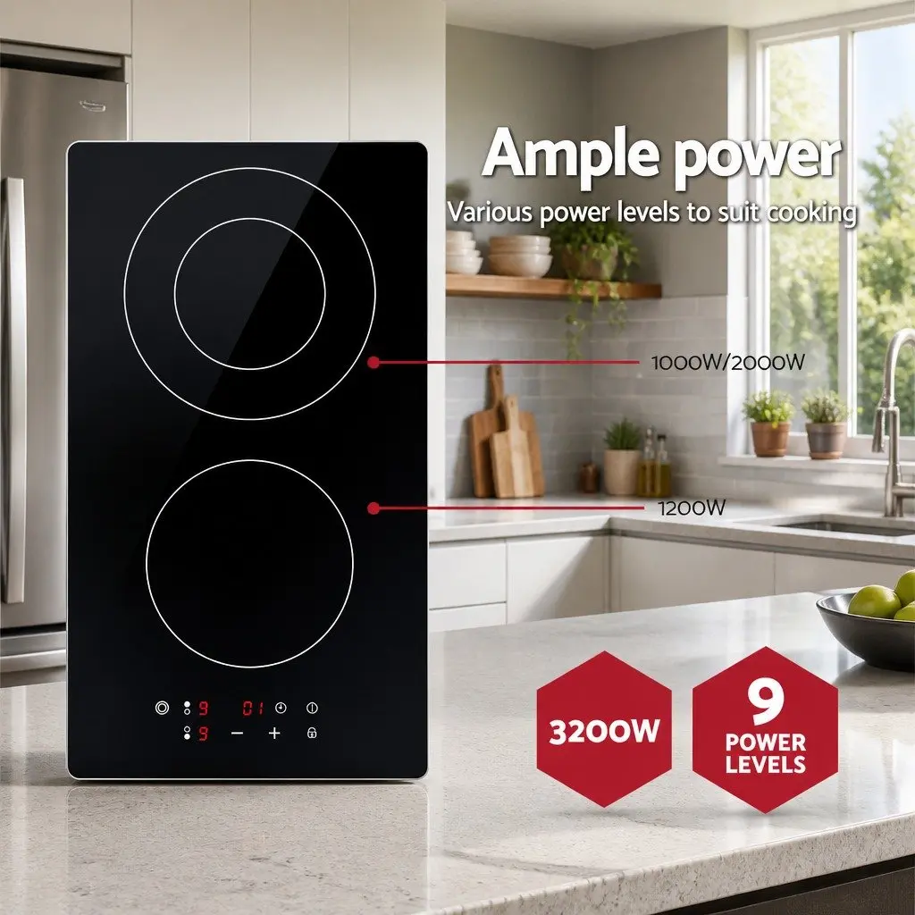 30cm Black Electric Ceramic Cooktop with Touch Control