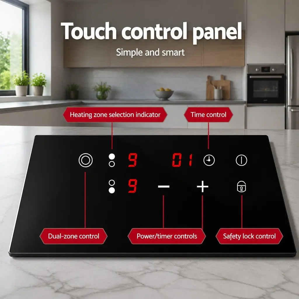 30cm Black Electric Ceramic Cooktop with Touch Control