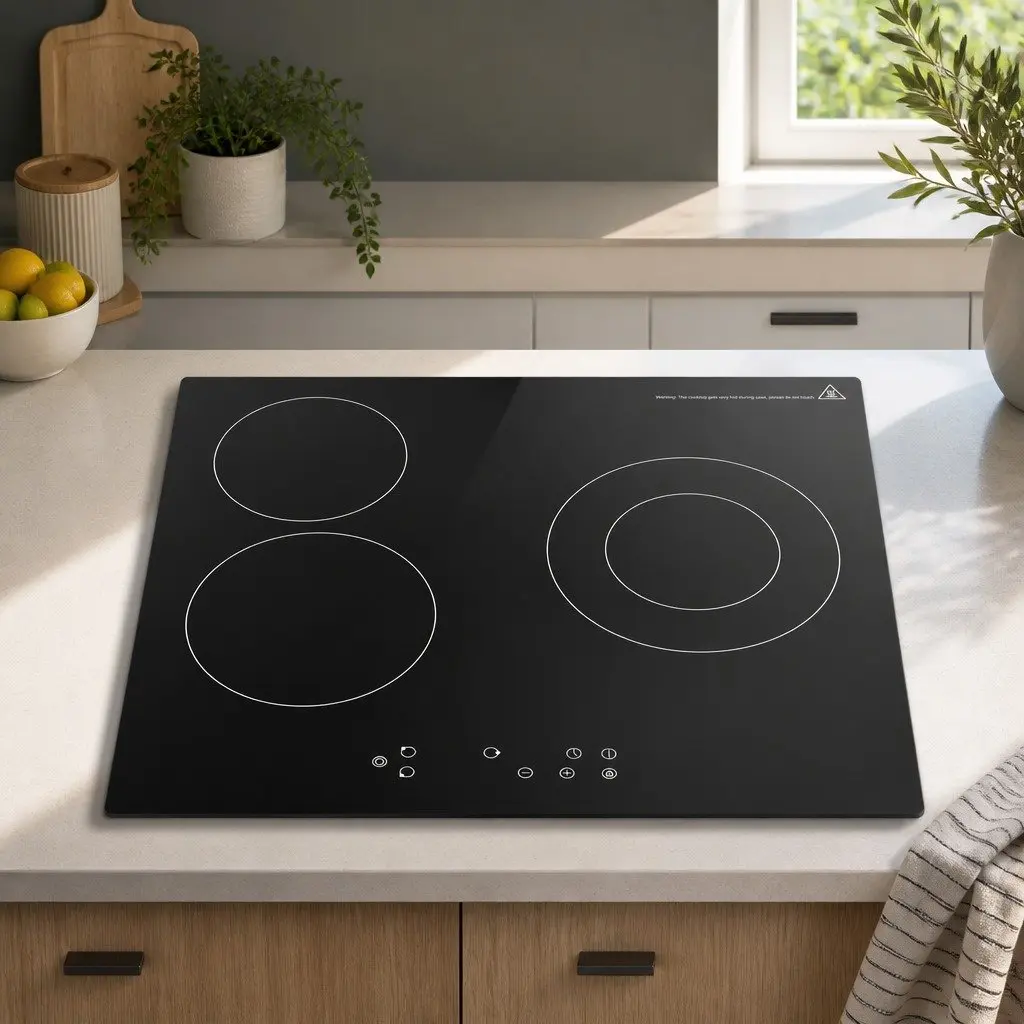 Electric Ceramic Cooktop 60cm Black Glass 4 Cooking Zones Touch Control