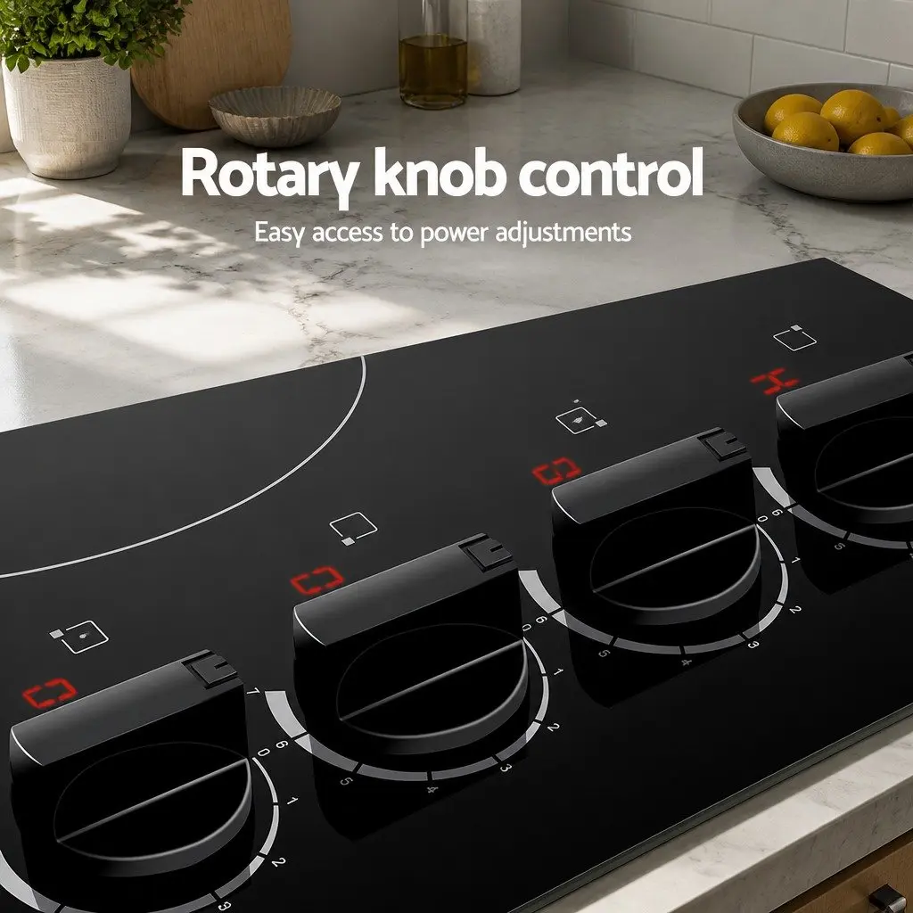 Ceramic Electric Cooktop 60cm 4 Zone Built-in Kitchen Stove Hob Knob Control
