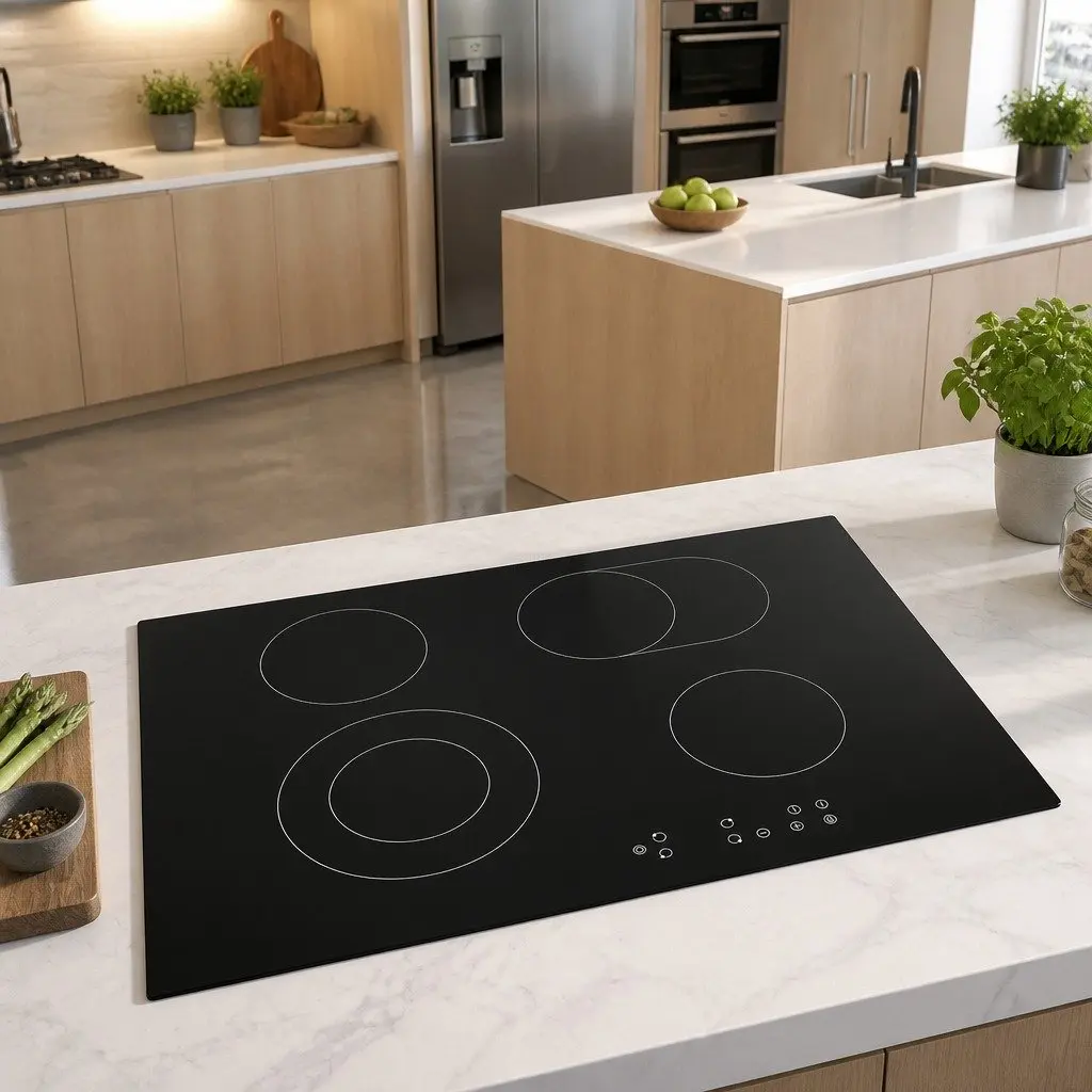 77cm Black Glass Electric Ceramic Cooktop with 6 Zones