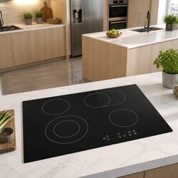 Electric Ceramic Cooktop 77cm Black Glass 6 Cooking Zones Touch Control