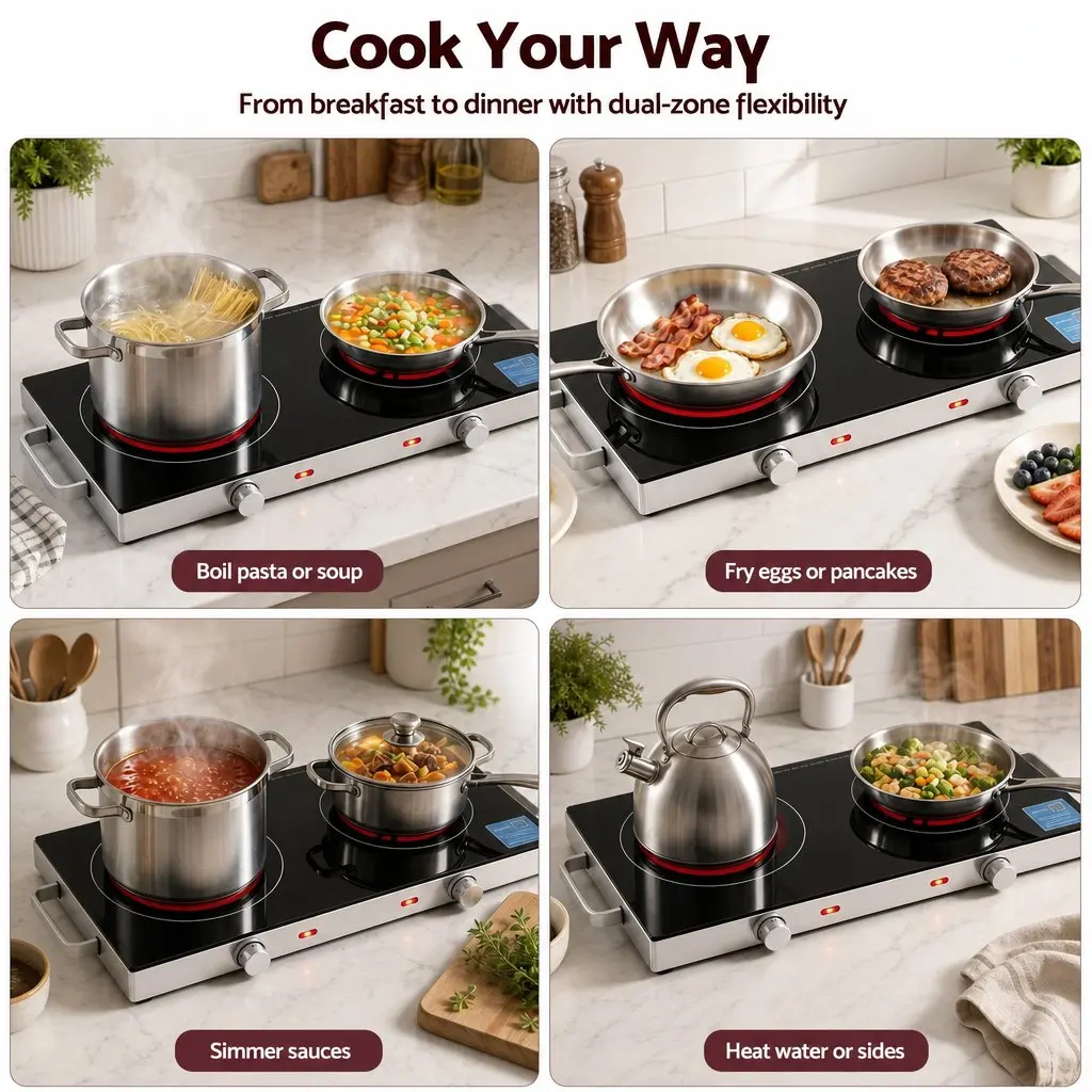 Portable Ceramic Cooktop with Dual Burners