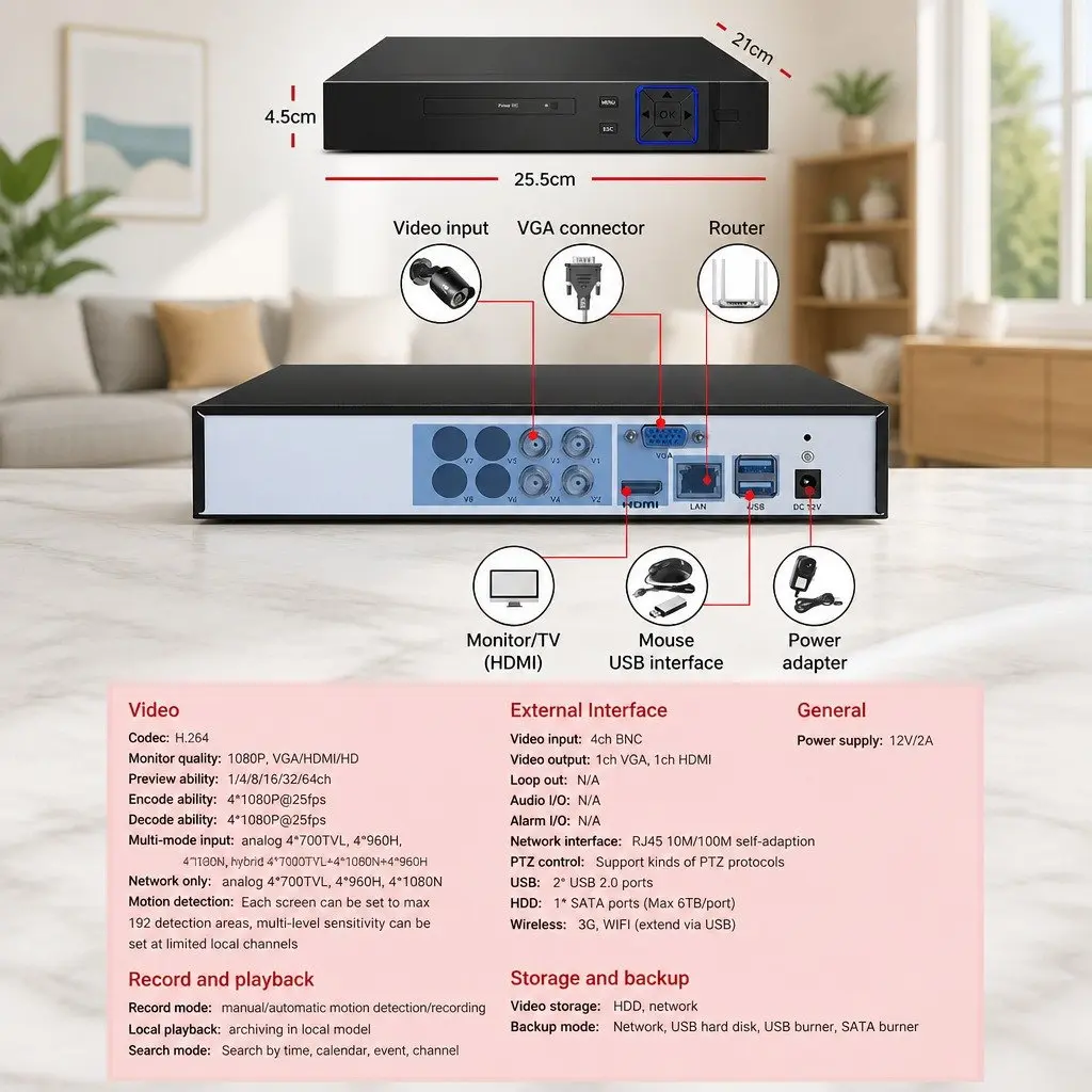 4-Channel 1080P DVR Security System with 4 Bullet Cameras