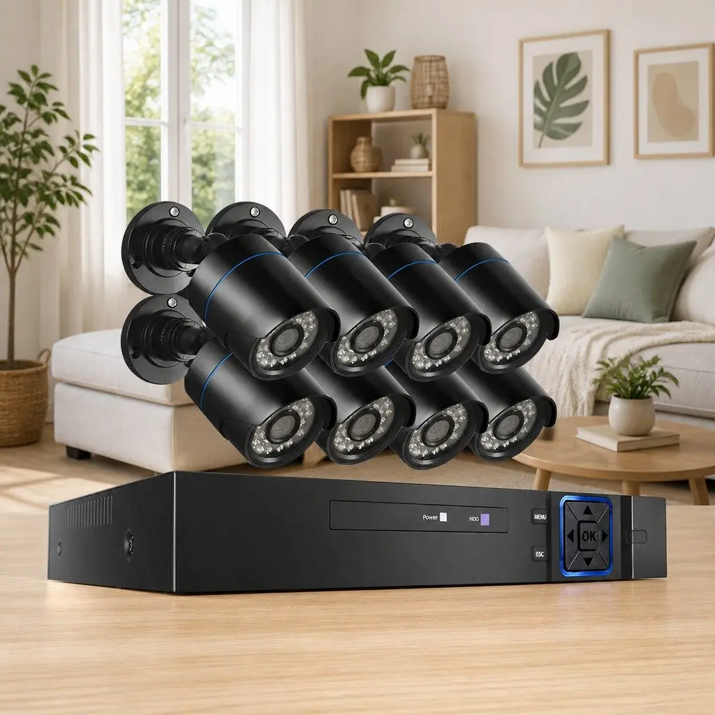 1080P Security Camera System DVR 8 Channel Black Indoor Outdoor Bullet Cameras