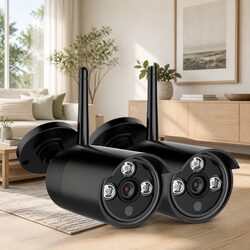 Wireless Bullet Security Camera 3MP Black Indoor Outdoor Surveillance System