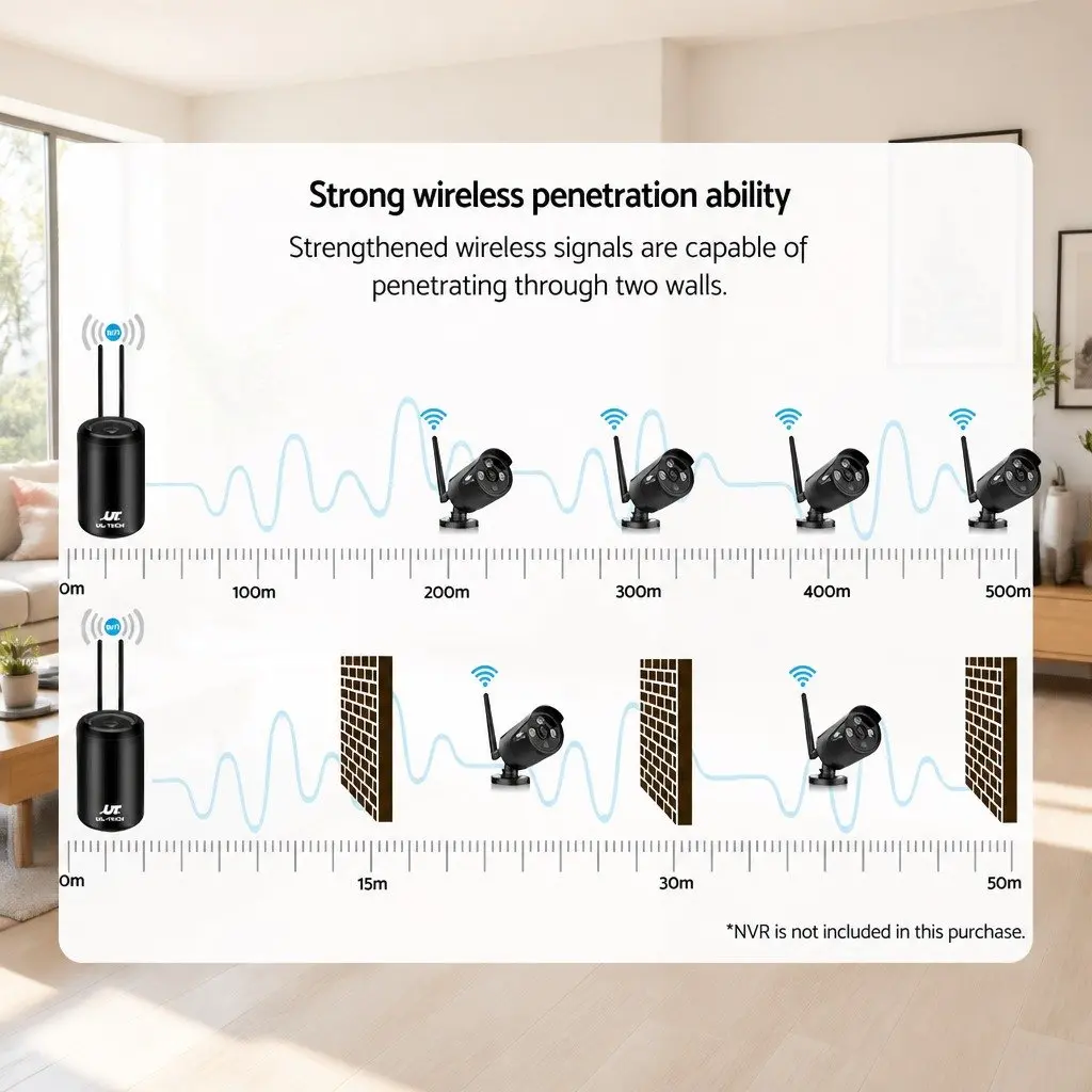 Wireless Bullet Security Camera 3MP Black Indoor Outdoor