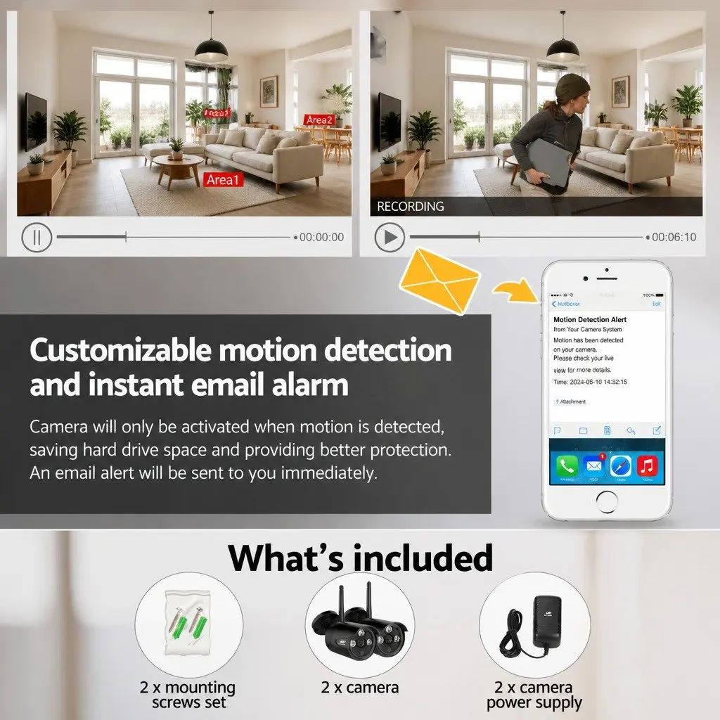 Wireless Bullet Security Camera 3MP Black Indoor Outdoor