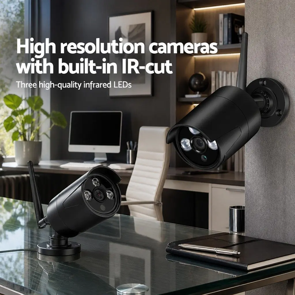 Wireless Security Camera 3MP Full HD Black Bullet Indoor Outdoor IP66 Waterproof