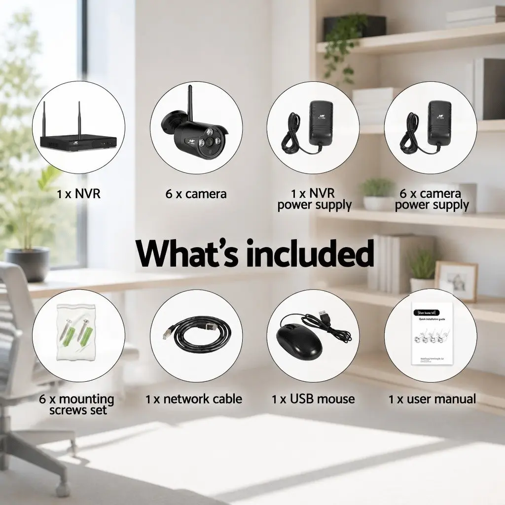 Wireless Security Camera System 3MP NVR 8 Channel Black