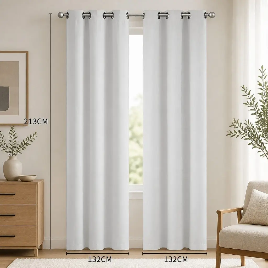 Blackout Curtain Panels Polyester 132cm Grey 2 Piece