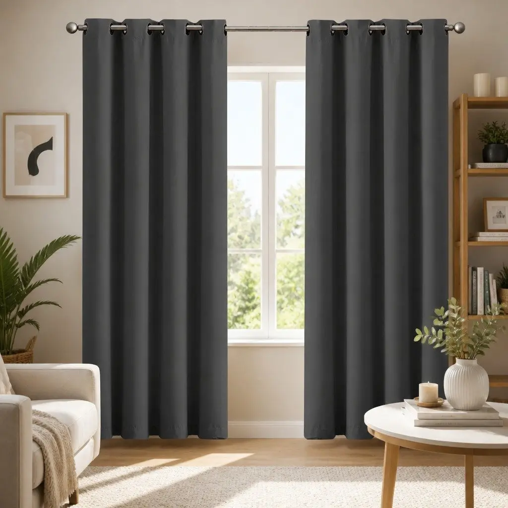 Blackout Curtain Panels Polyester 132x213cm Black