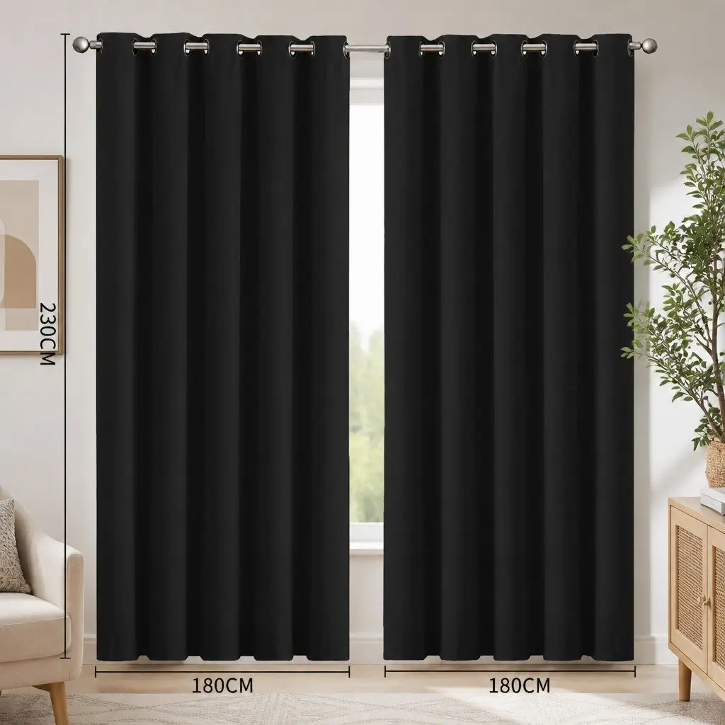 Blackout Curtain Panels Eyelet 3 Layer Noise Reduction Light Block Home Decor