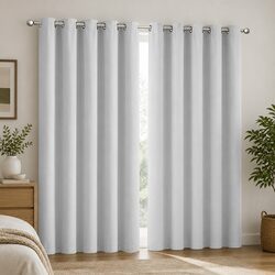 Grey Blackout Eyelet Curtain Panels 2 Pack for Noise Reduction
