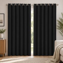 Blockout Curtain Panels Eyelet 3 Layer Noise Insulation Heat Insulation Black