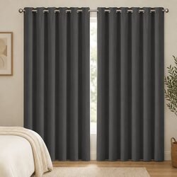 Charcoal 2pc Blackout Curtain Panels with Eyelet Design