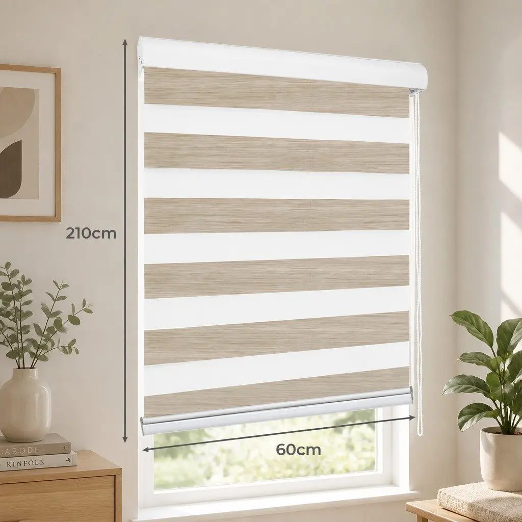 Zebra Roller Blind Polyester 60x210cm White Grey