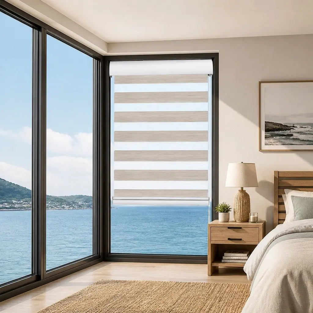 Zebra Roller Blind Polyester 60x210cm White Grey