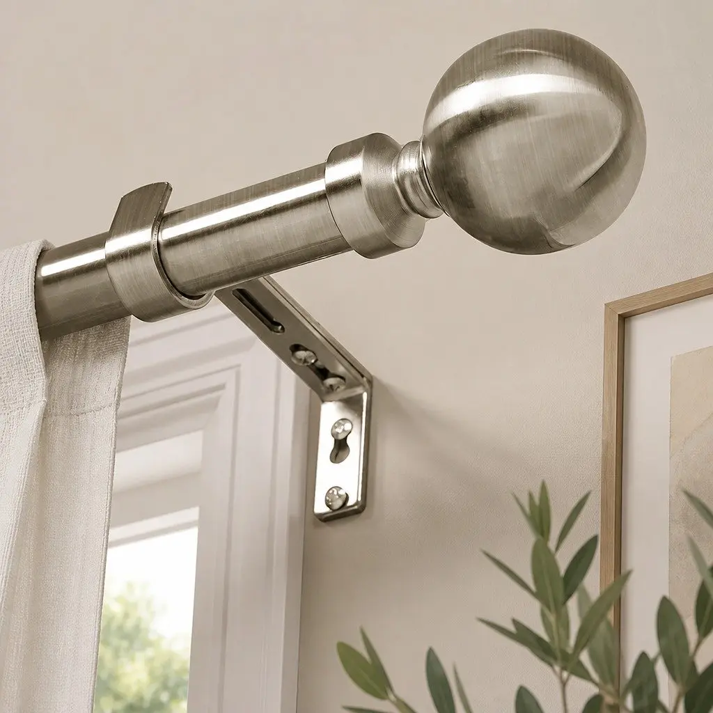 Curtain Rod Set Steel Extendable Antique Brass 90cm Home Decor
