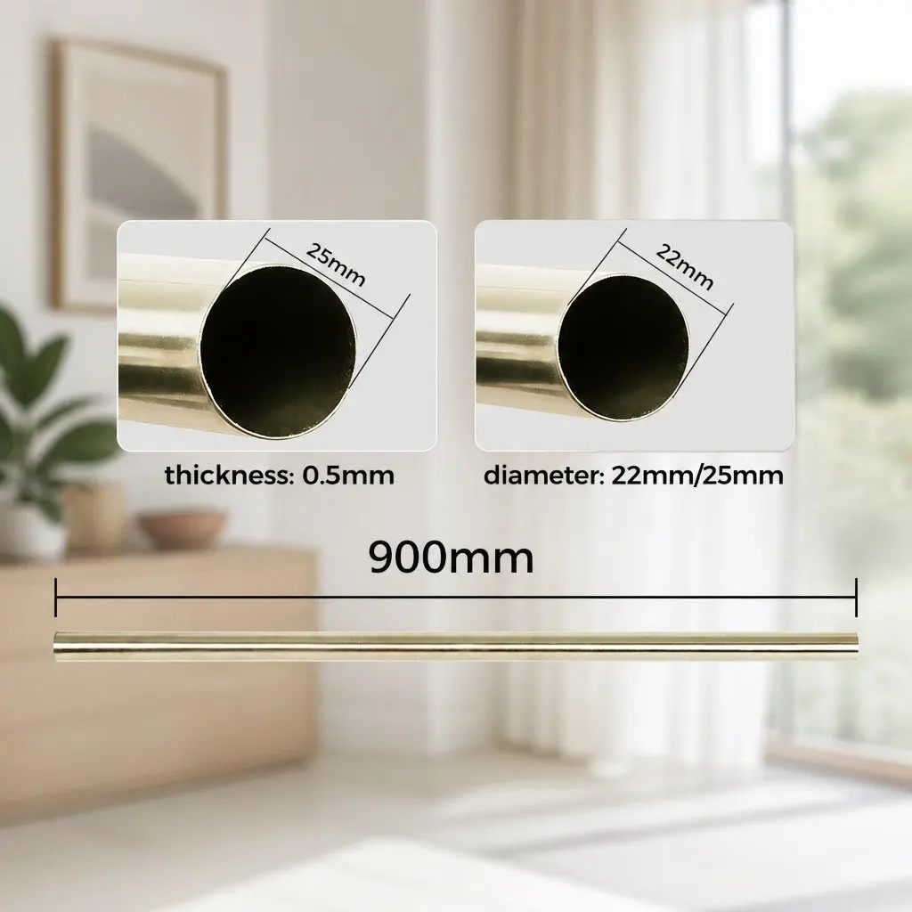 Curtain Rod Set Steel Extendable Antique Brass 90cm Home Decor