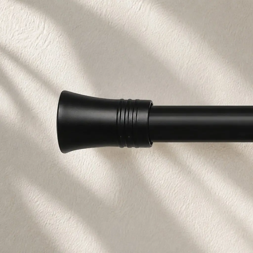 Extendable Curtain Rod Set Black Steel 90cm Home Decor