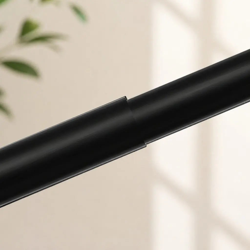 Extendable Curtain Rod Set Black Steel 90cm Home Decor