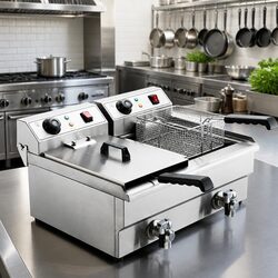 Stainless Steel 20L Dual Tank Commercial Electric Deep Fryer