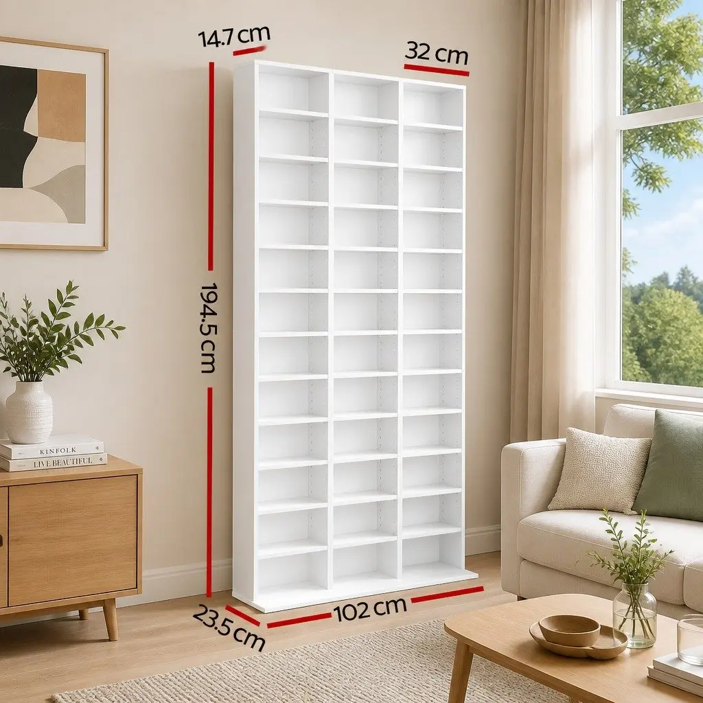 White Particle Board Bookshelf with Adjustable Shelves