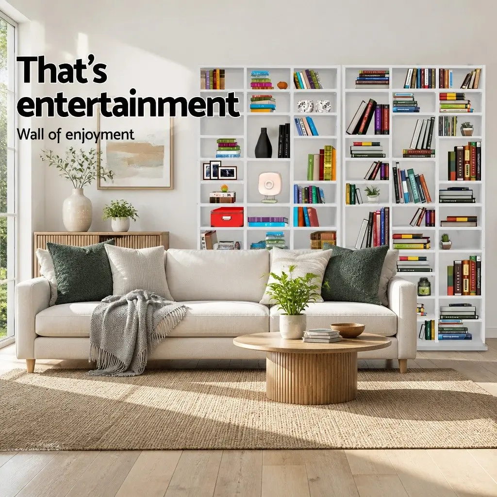 White Particle Board Bookshelf with Adjustable Shelves