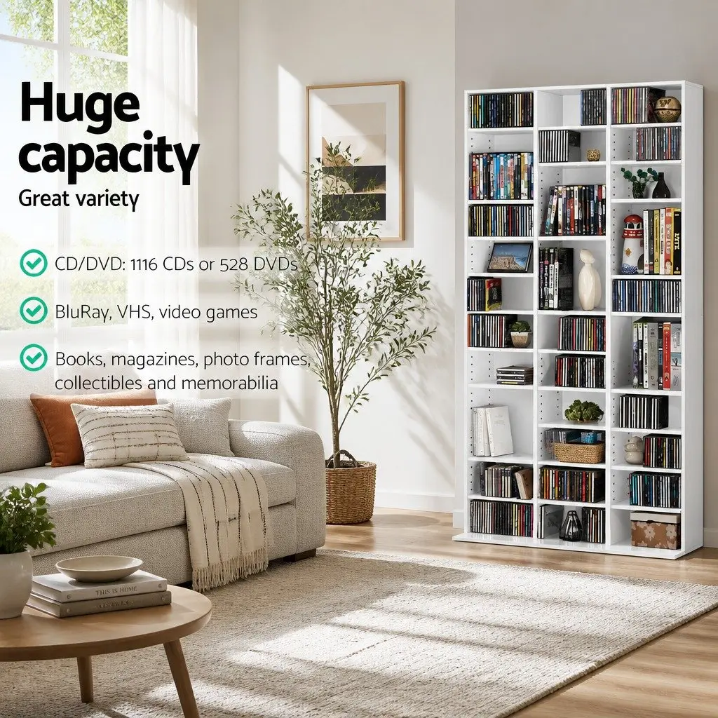 White Particle Board Bookshelf with Adjustable Shelves