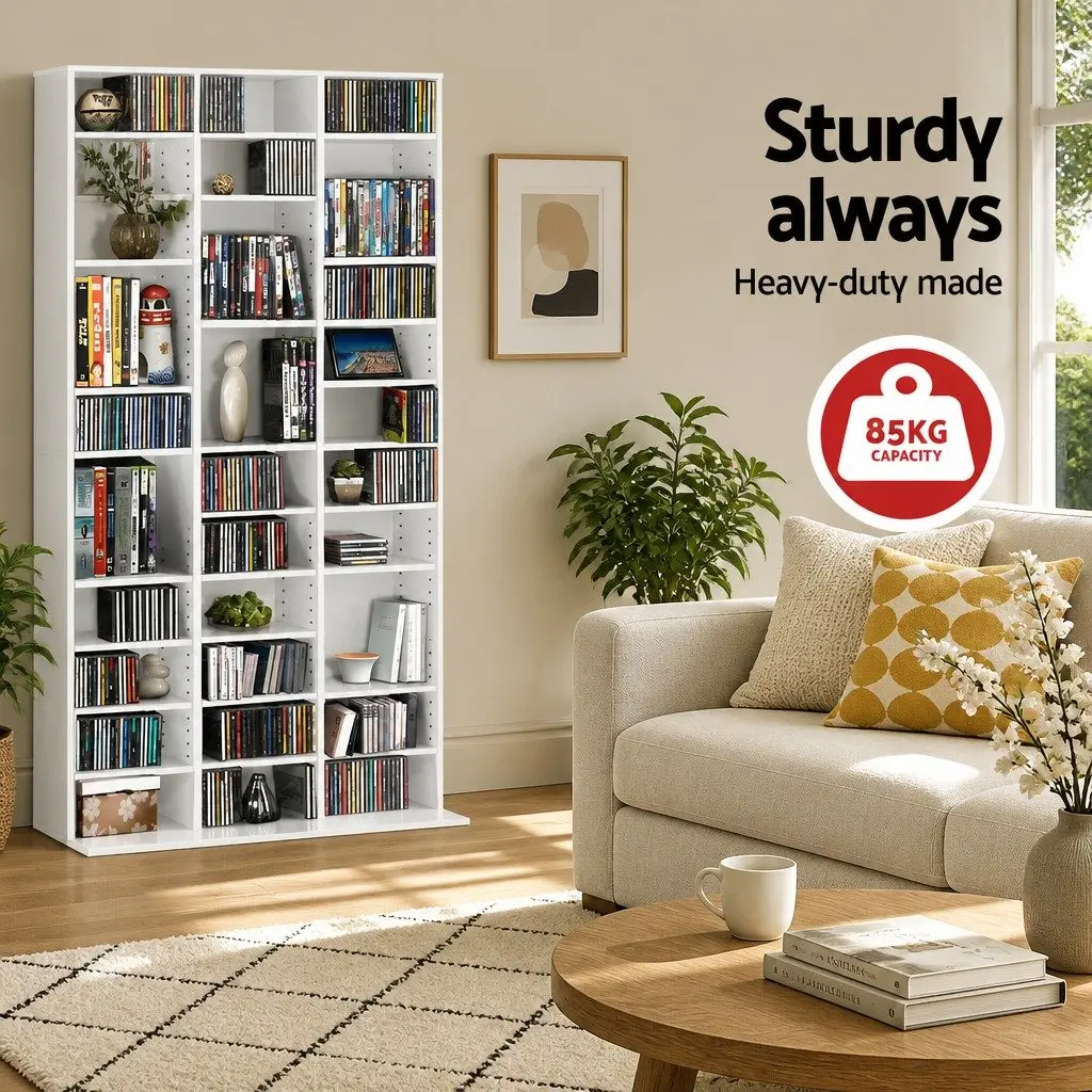 White Particle Board Bookshelf with Adjustable Shelves