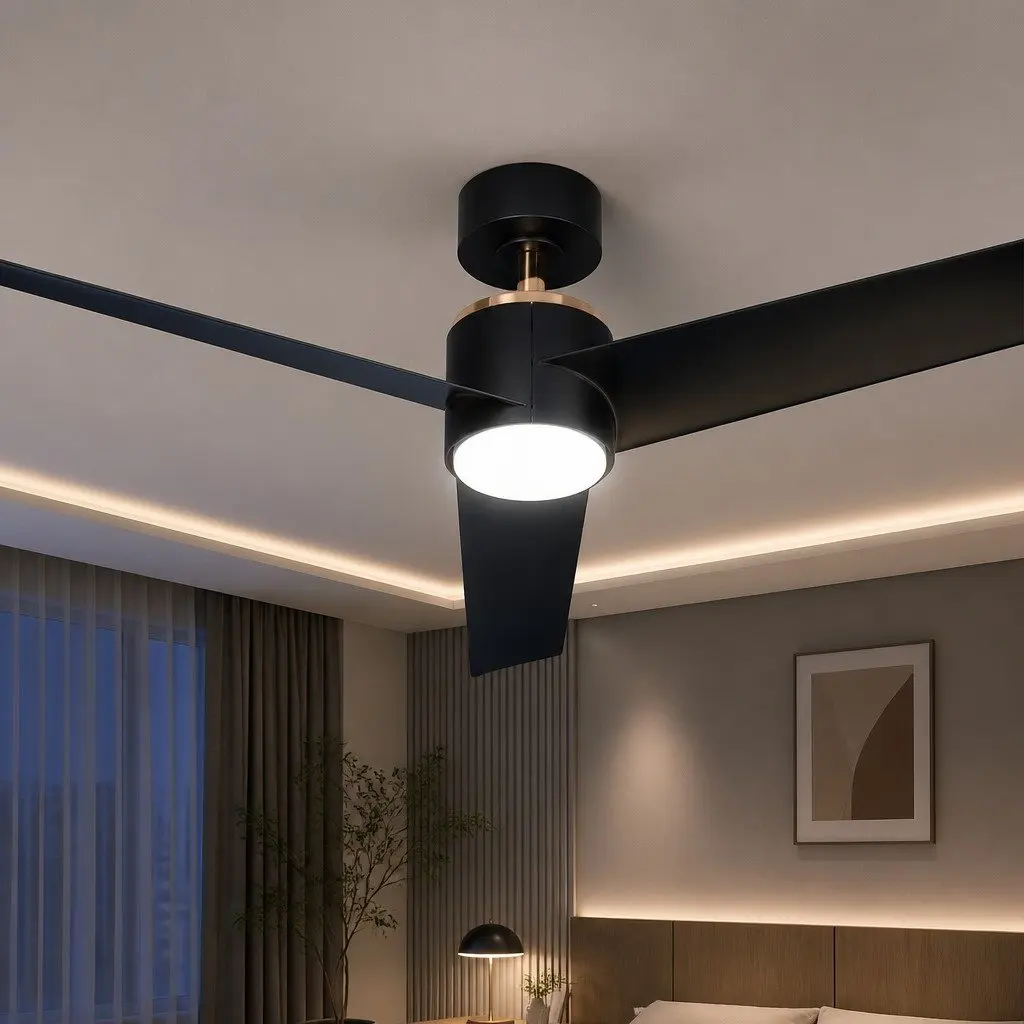 52-Inch Black Ceiling Fan with DC Motor and LED Light
