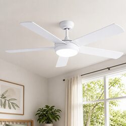 52-Inch White Ceiling Fan with LED Light & Remote Control