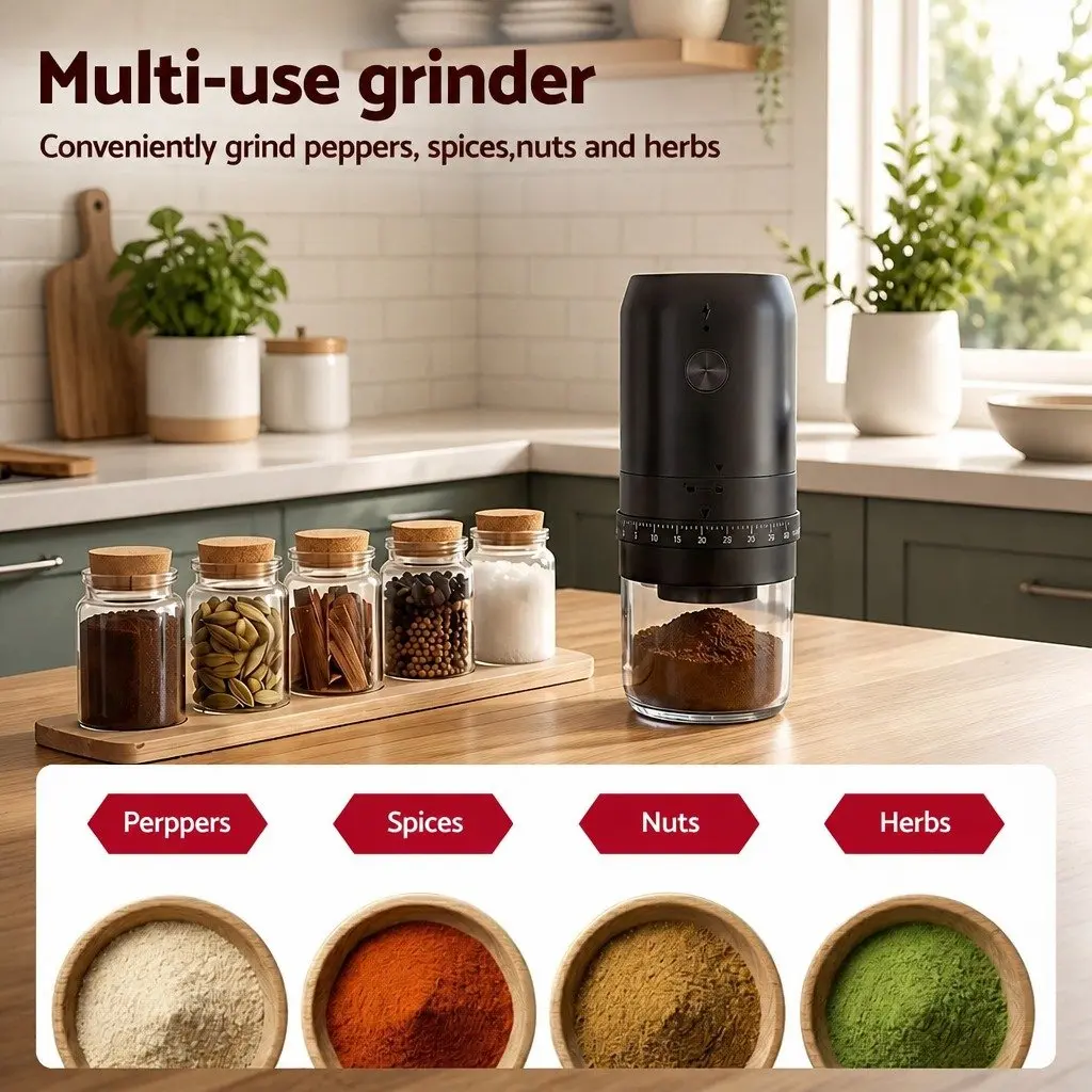 Portable Electric Coffee Grinder with USB-C