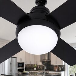 52 Inch Ceiling Fan DC Motor LED Light Remote Control 6 Speed Reverse Black