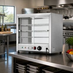 Premium 4-Tier Heated Display Cabinet 54cm Silver