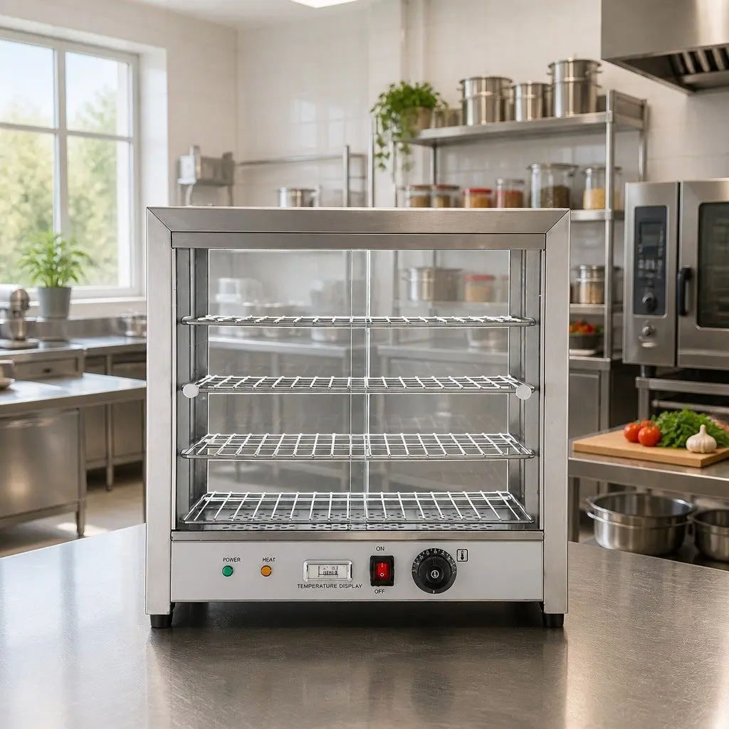 4-Tier Heated Display Cabinet 54cm Silver