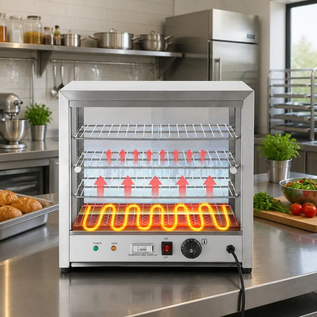 4-Tier Heated Display Cabinet 54cm Silver