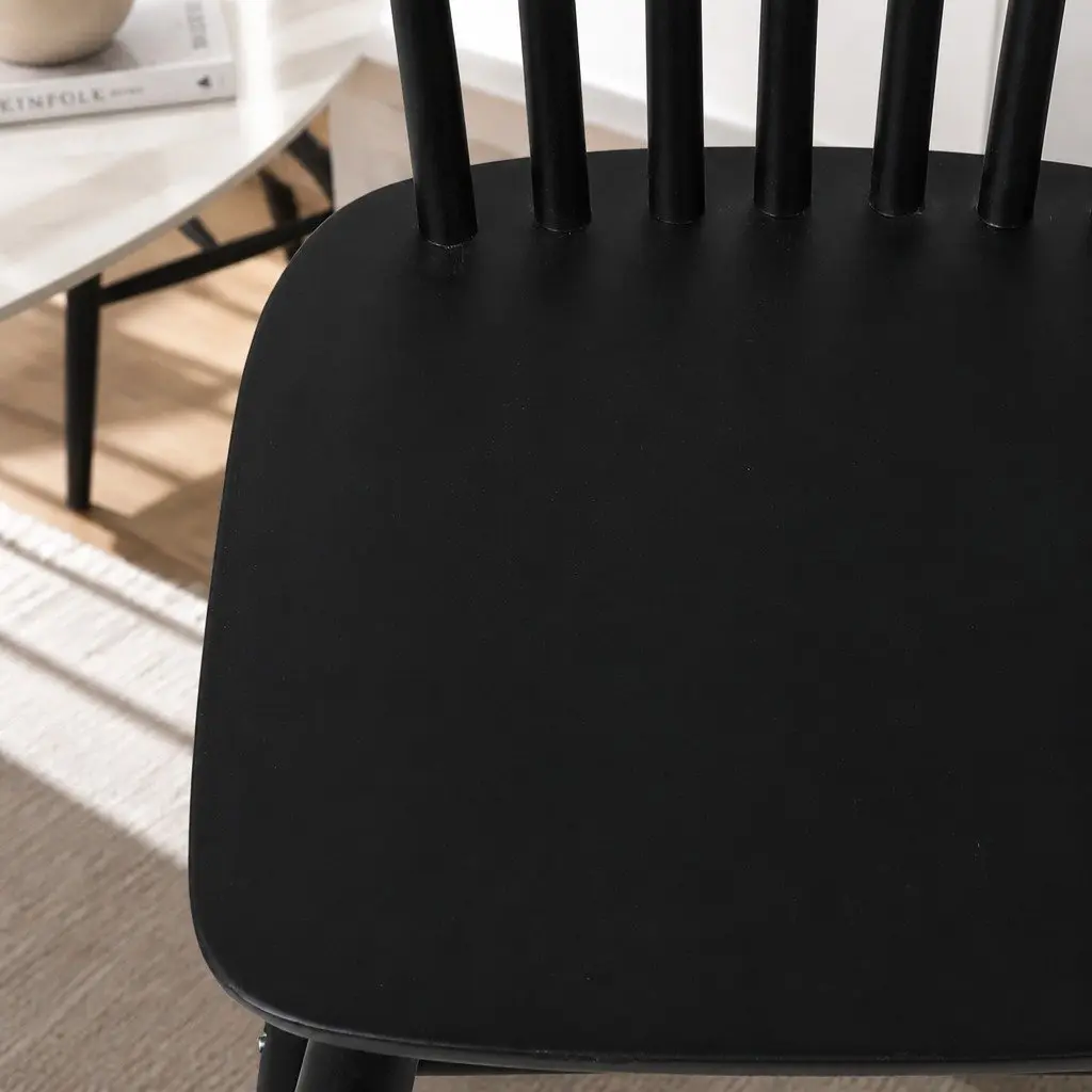 Windsor Dining Chairs 8x Black Frame Solid Wood