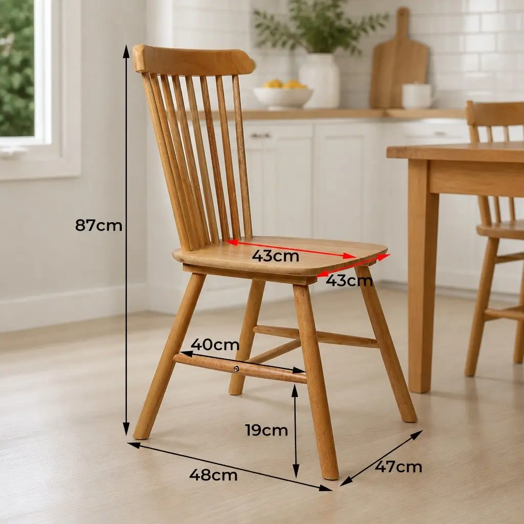 Dining Chairs Solid Wood Oak Windsor Style Set of 6