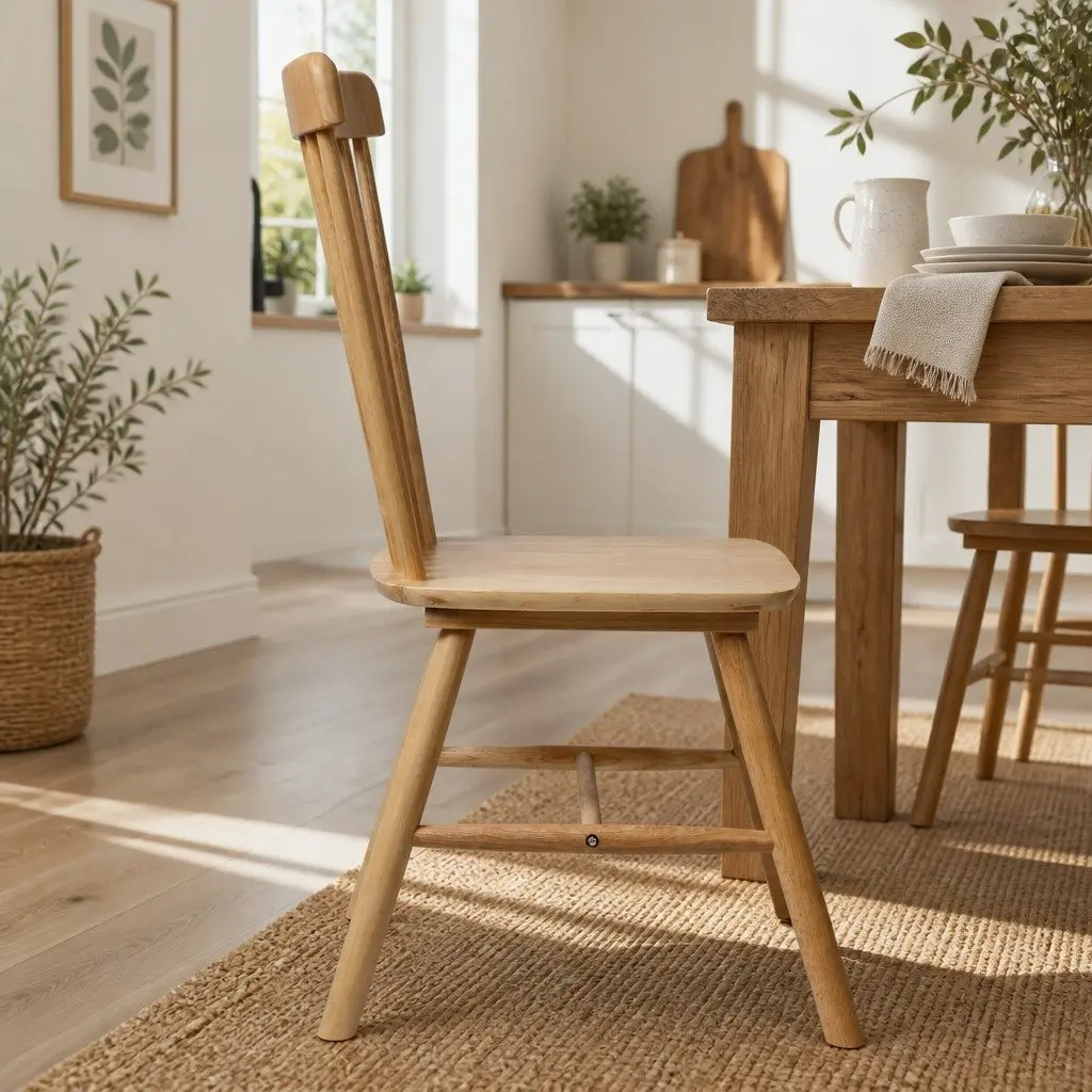 8 Windsor-Style Dining Chairs in Natural Oak