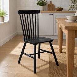 Set of 2 Black Wooden Dining Chairs for Modern Homes