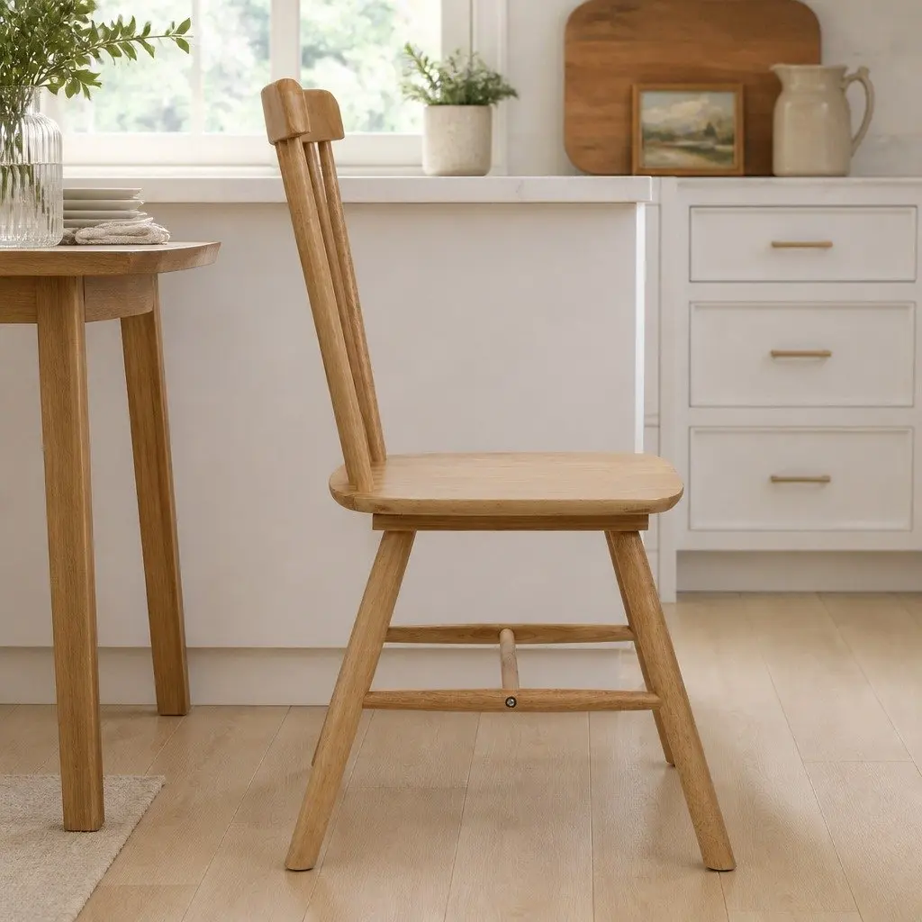 Dining Chairs Oak Wood Kitchen Seating Set of 2 Modern Home Furniture